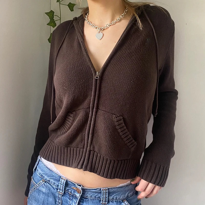 Solid Kintted Jackets Y2k Casual Coat Long Sleeve Cute Harajuku Fashion Basic Outwear Autumn Winter Hoodies Women Korean Tops