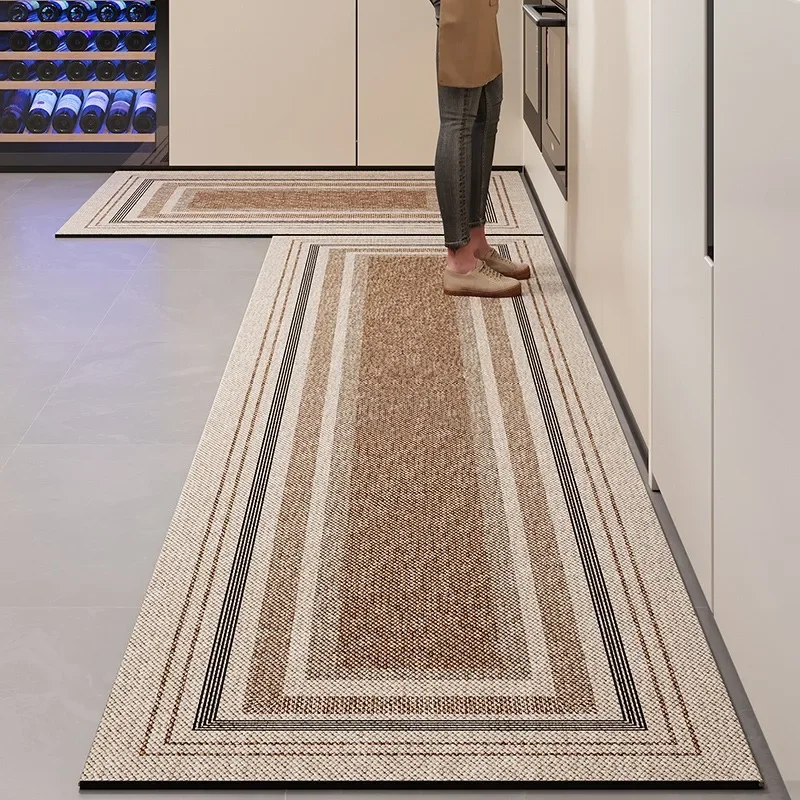 Simple Kitchen Floor Mat Geometric Waterproof Oil-proof Easy Clean Carpets PVC Leather Large Area Balcony Rugs Tapete De Cozinha