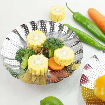 Foldable Stainless Steel Steamer Basket for Vegetables & Food 1