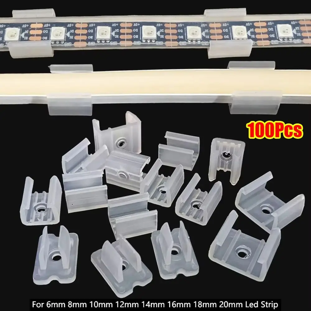 100Pcs 220V Flexible COB LED Strip Fixed Clips Lamp Holder Fitting Plastic Light Mounting Buckle 8-20mm 5050/5730/2835