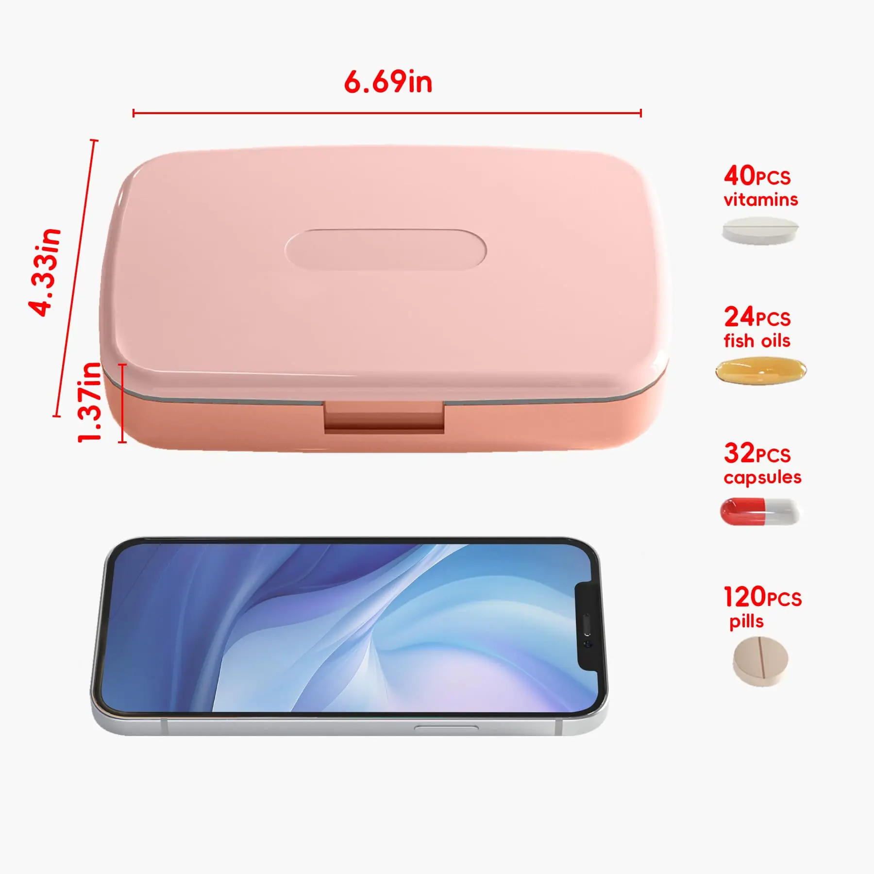 New Magnetic Absorption Box with Lid 9-compartment Sealed Storage Box Large Capacity Portable and Detachable Medicine Box