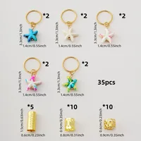 Perles multicolores en forme d'étoile de mer pour tresses, perles pour dreadlocks, 35 pièces/ensemble, tubes et anneaux dorés, outils de coiffure pour tresses bohèmes 4