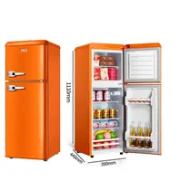 Réfrigérateur rétro à Double porte 82l, congélateur vertical, congélateur inférieur, congélateur supérieur pour la maison, l'hôtel et le bureau 4