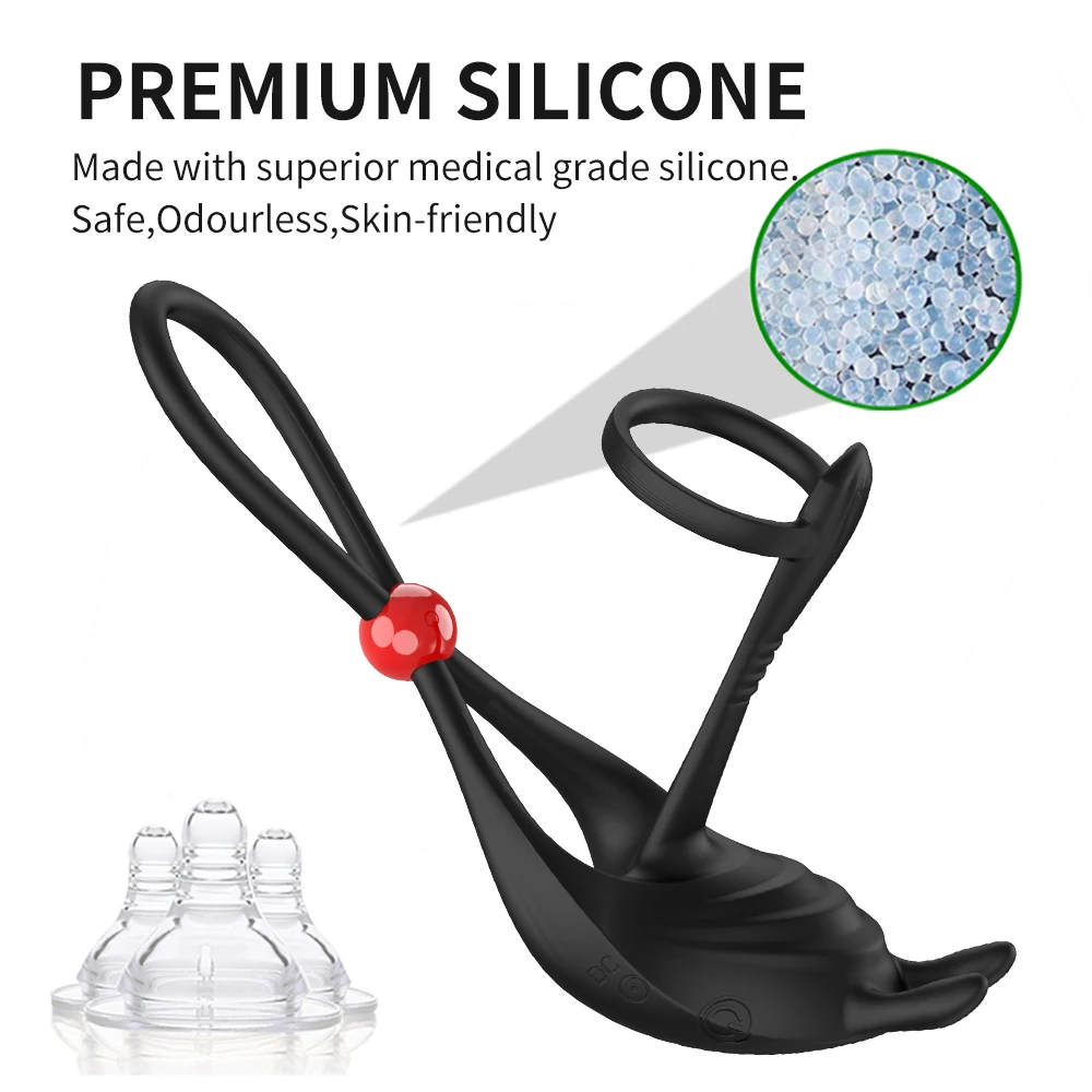 Ring Delay Ejaculation Wireless Remote Control Stimulator Massager Vibrator Sex Toys for Men Couple_voghion.com