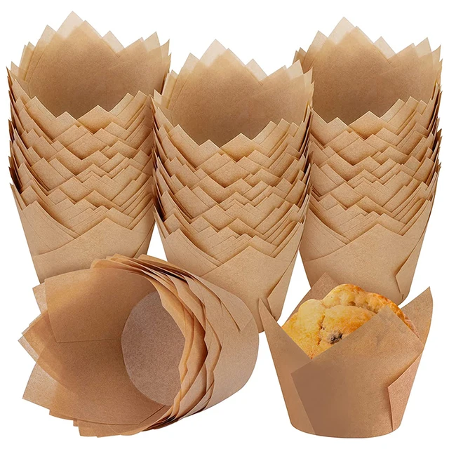 LMETJMA 200Pcs Tulip Cupcake Liners Premium ulip Cupcake Liners Baking Cups Cupcake Muffin Liners Holder Cupcake Wrappers JT132