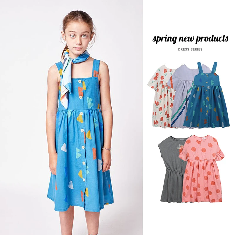 cute baby dresses online Kids Dress For Girls 2022 New Spring Summer BC Baby Print Cotton Short Sleeve Princess Dress Toddler Children's Outwear Clothing boutique baby dresses