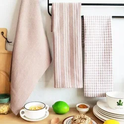 Set of 3 Premium Natural Cotton Kitchen Towels - Absorbent & Lint-Free Dish Cloths - 3pcs (Coffee 3pcs set)