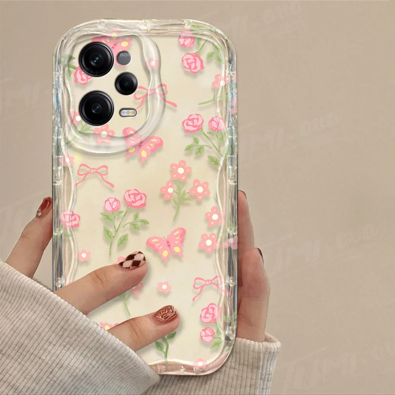 Vibrant Floral Transparent Wave Phone Case