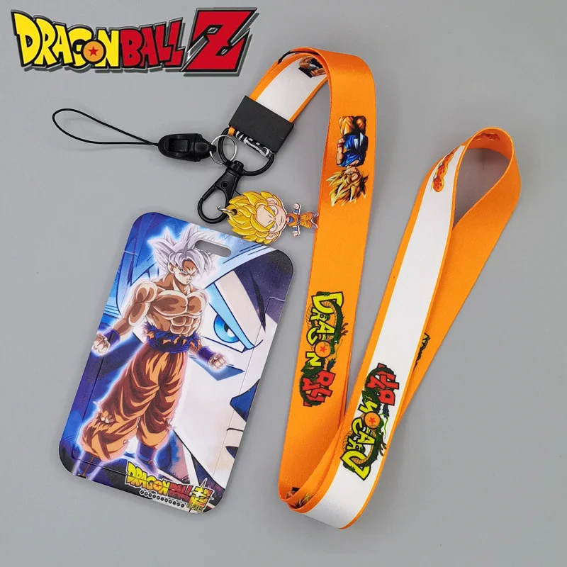Porte-cartes Dragon Ball Son Goku, couverture de carte de dessin animé, Super Saiyan étudiant, lanière de Campus, cadeau pour enfants