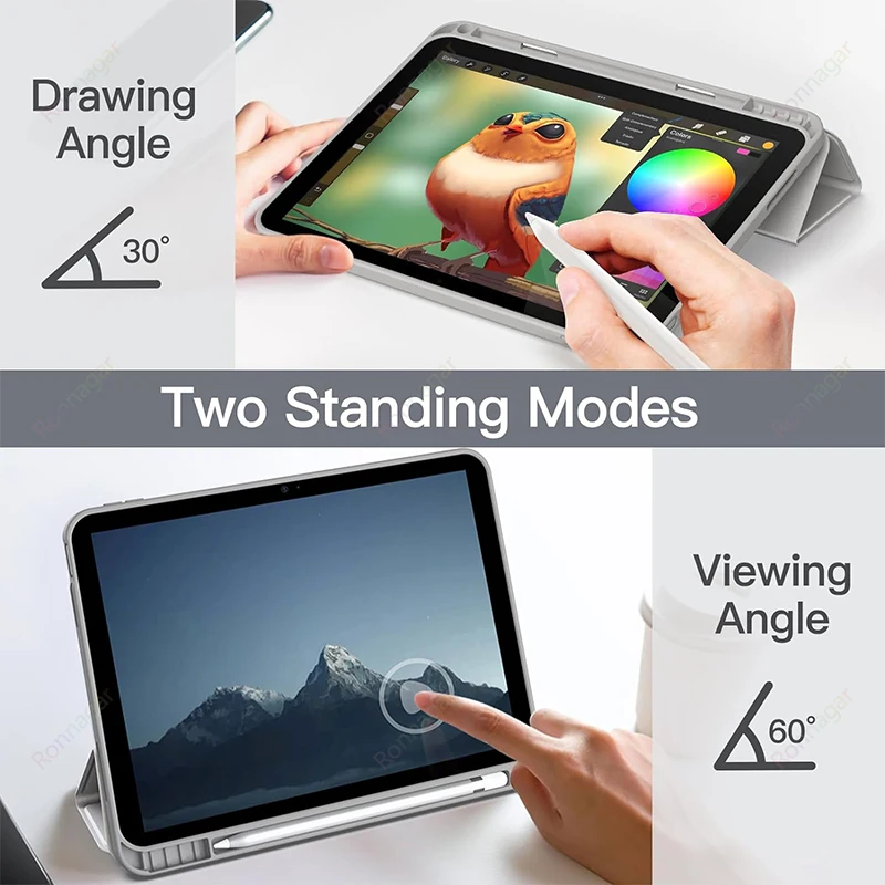 Clear Transparent Back Case with Pencil Holder for iPad - Enhanced Protection and Sleek Design