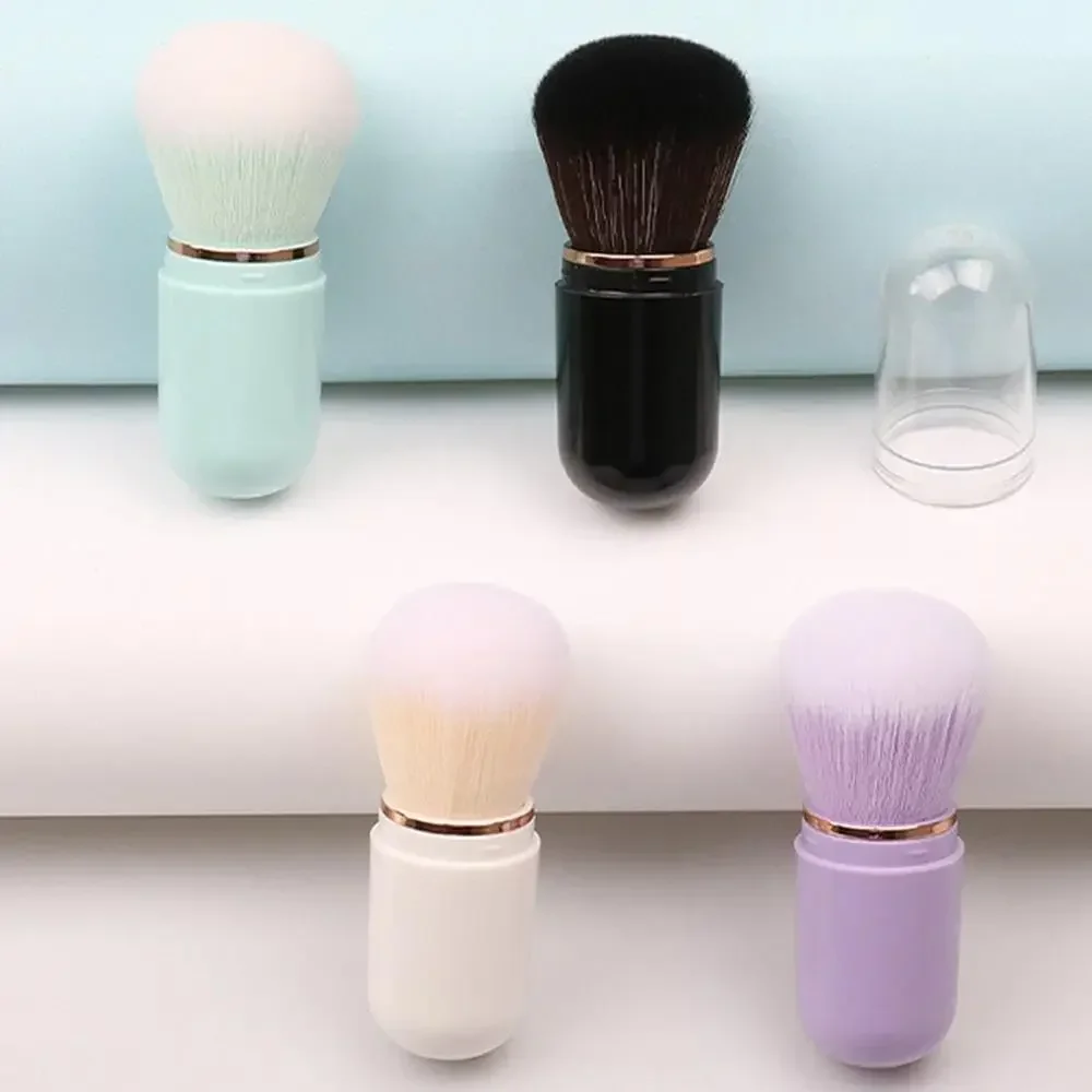 New Retractable Retractable Kabuki Brush Multifunctional Cute Travel Makeup Brush Capsule-shape Nail Powder Brush for Blusher