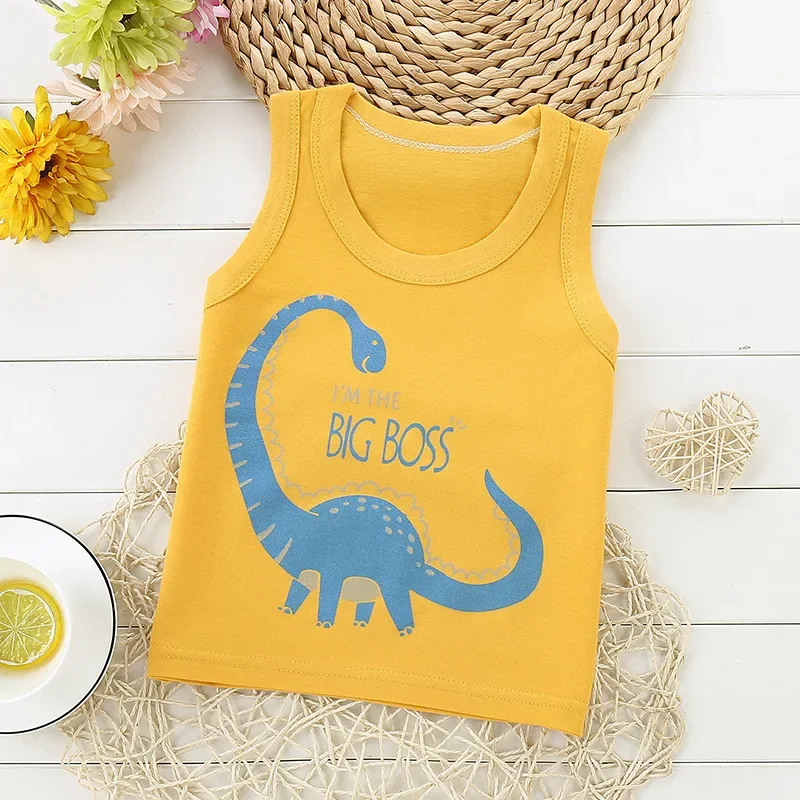 Kids tops Summer Tank Sleeveless Breathable Cotton T-shirt Vest 0-7Years Boys Girls