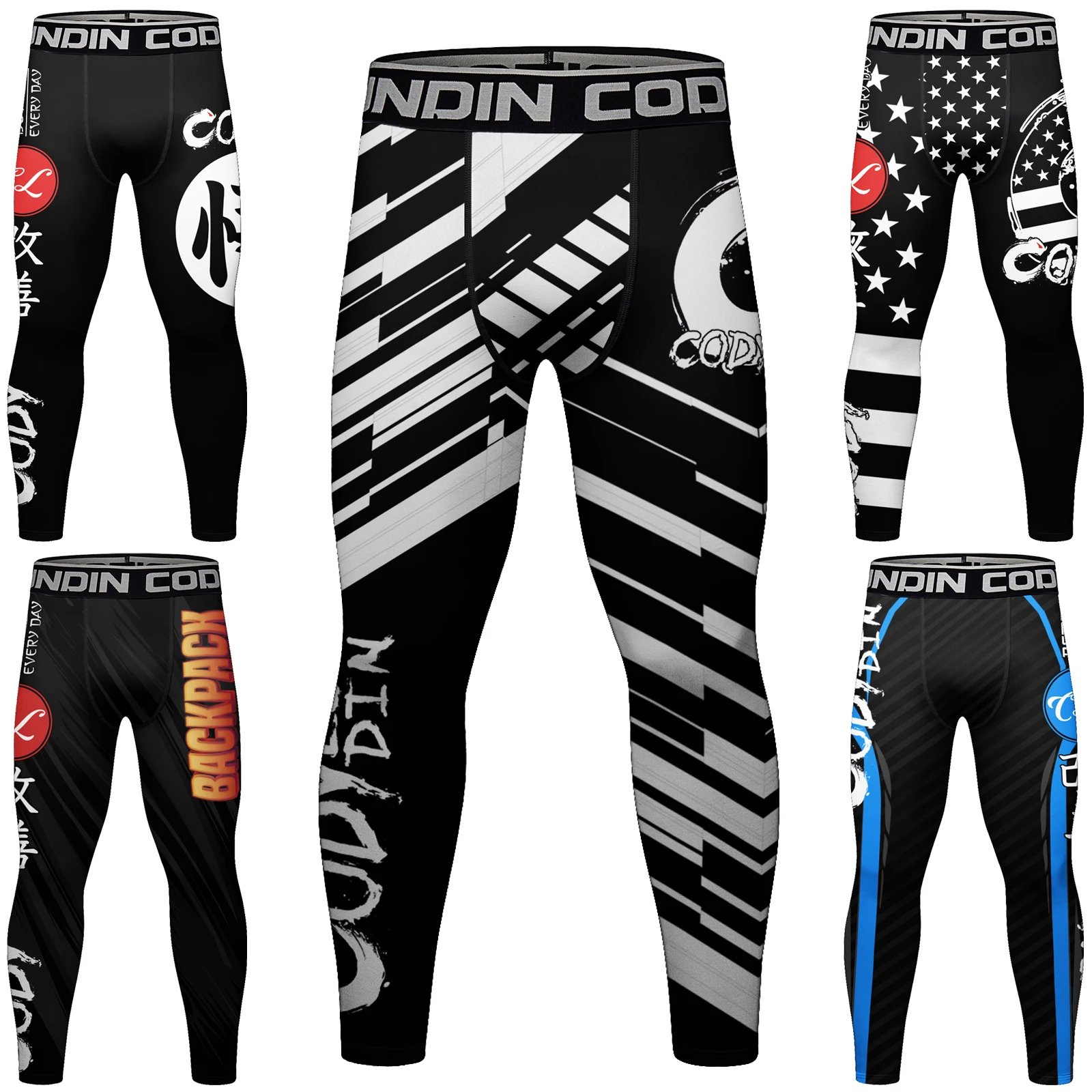 Cody Lundin Waistband Men's Running Leggings Sportswear Quick Dry Gym Fitness Workout Training Jogging Sports Pants Tights 2