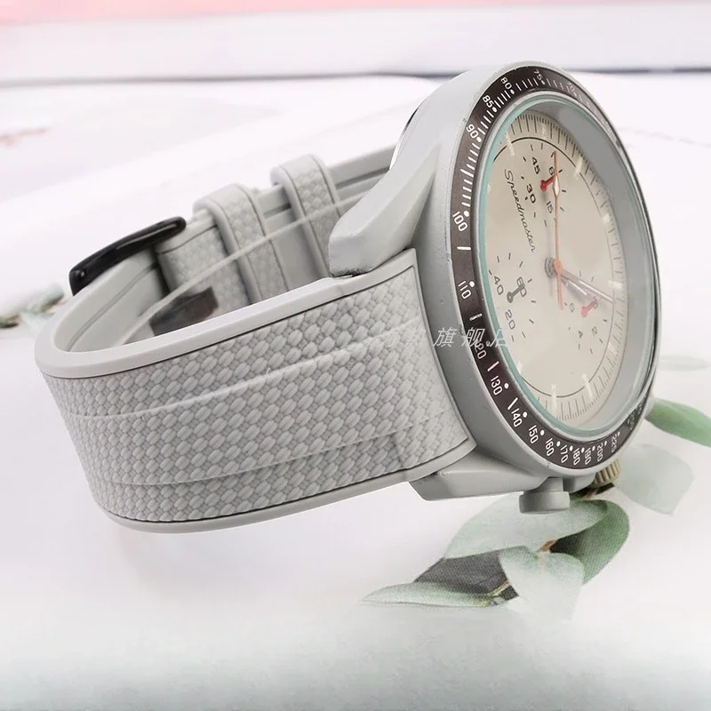 Accessori Per Benna Ad Ago In Acciaio Al Silicone Con Interfaccia Ad Arco Per Logo Omega Moon Swatch Planet Woven Pattern Cinturino Per Orologio Da 20