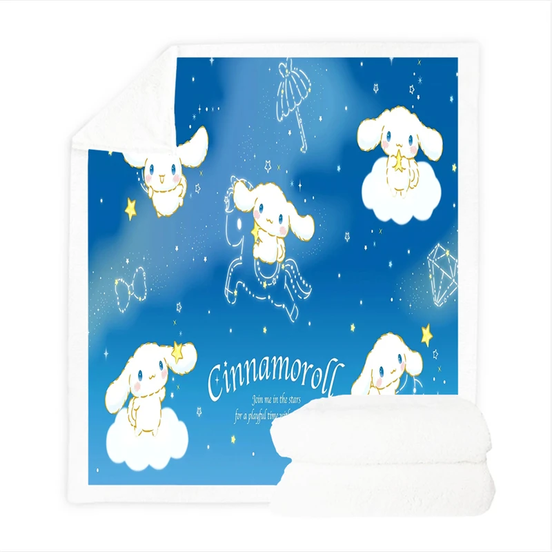 

1pc Sherpa Blanket Cinnamoroll Kuromi Melody Animation Lovers Children's Gift Design Sofa Bed Cover Air-conditioned Room Nap