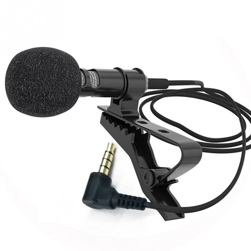 PUJIAMX 3.5 mm Microphone Clip Tie Collar for Mobile Phone Speaking in Lecture 1.5m/3m Bracket Clip Vocal Audio Lapel Microphone lapel microphone