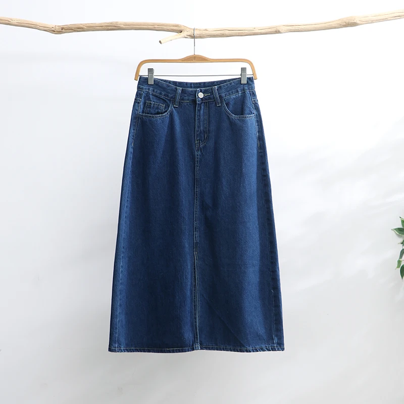 TIYIHAILEY Free Shipping 2023 New Fashion Long Mid-Calf  A-line Skirt Women Spring Summer Denim Jeans Vintage Denim XS-XL