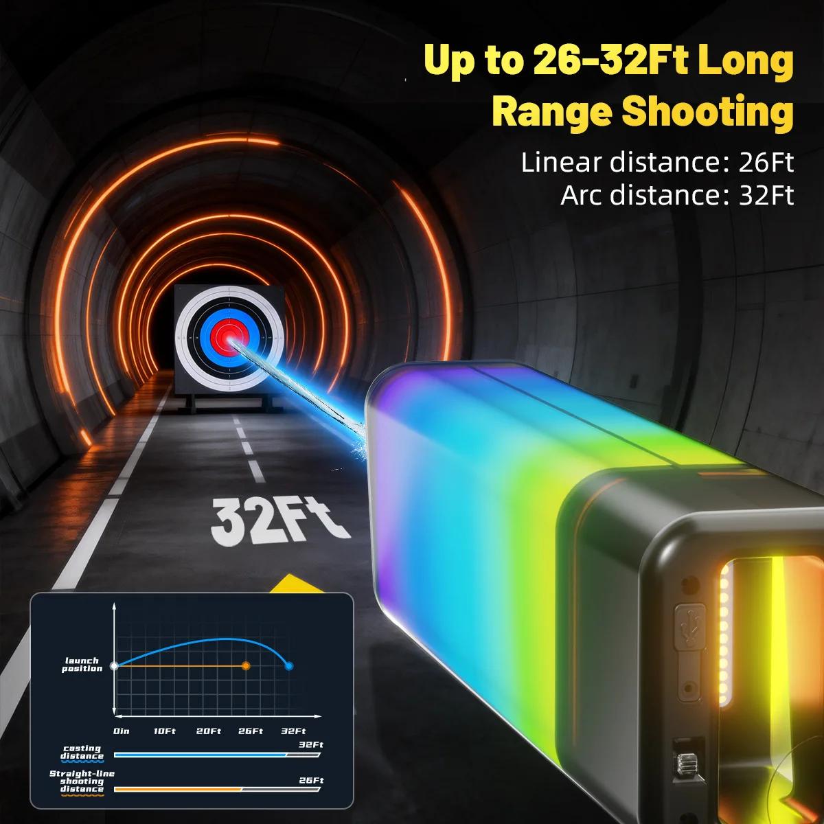 자동 물총 장난감, 화려한 조명이 있는 전신 물총, 전동 물총 블래스터 스프레이, 어린이 남자아이들을 위한 야외 장난감