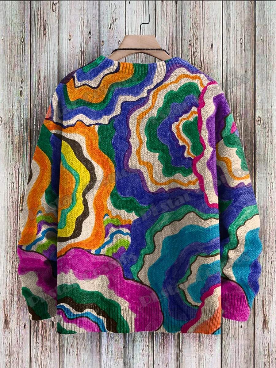 Niedliche Hund Kunst Linie Muster & lustige Nilpferd Kunst 3d gedruckt Männer Strick pullover Winter Unisex lässig Strick pullover Pullover zzm96 – Detail 10