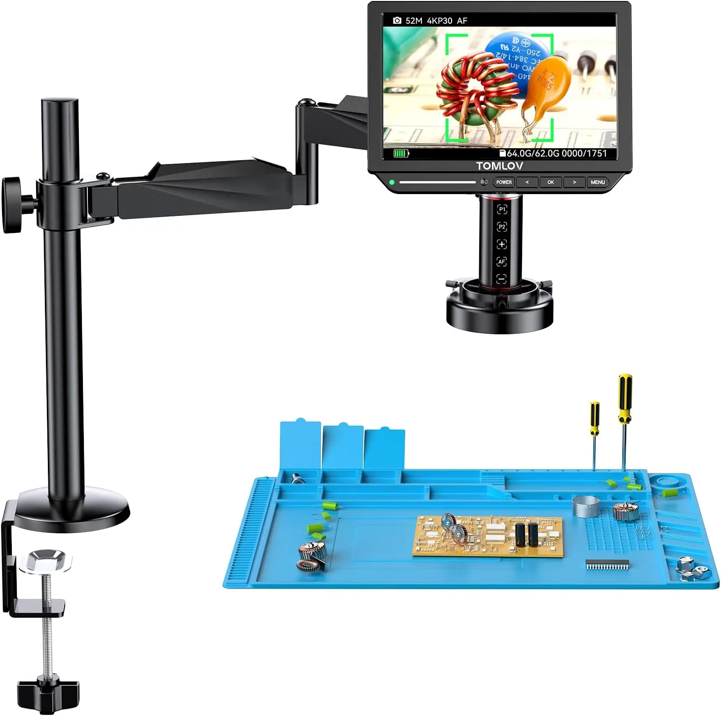 TOMLOV-Autofocus-4K-Digital-Microscope-2000X-8-TM4K-AF-Flex-Arm-HDMI ...