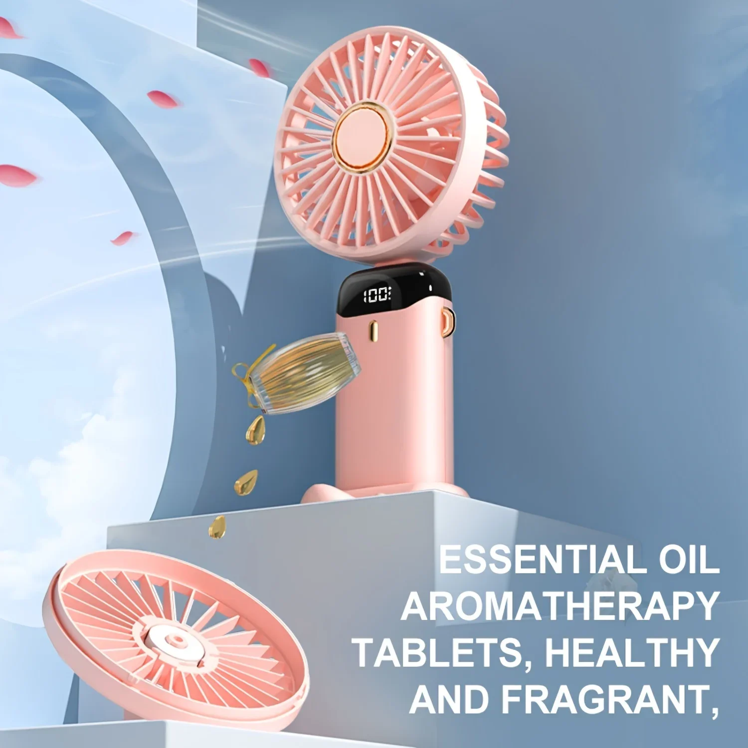 Portable Handheld Fan 2 Pack, Rechargeable Mini Foldable Fan with 5 Speeds and Power Display for Indoor Outdoor Travel Camping 6