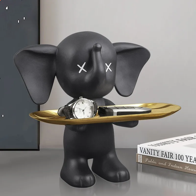 

Nordic Home Decor Cute Elephant Figurine Miniature Porch Key Storage Box Living Room Decoration Accessories Modern Decorative
