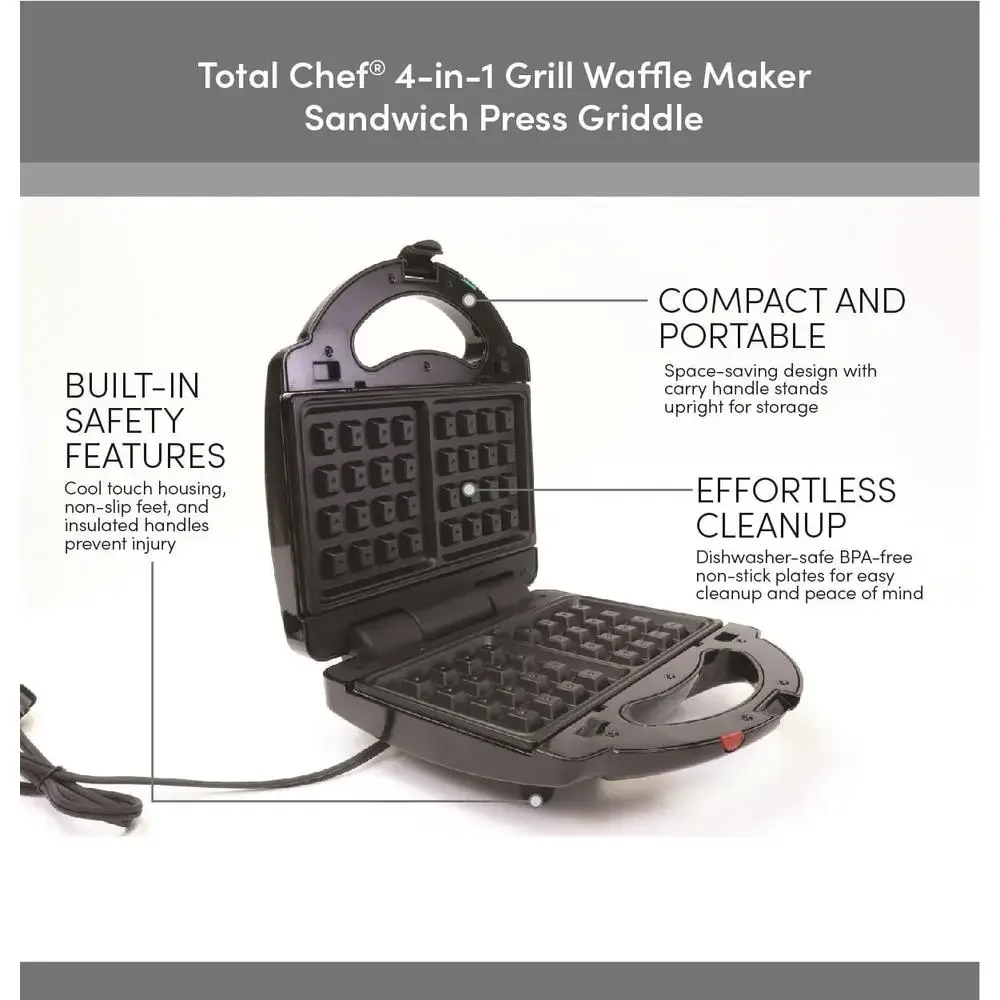 4-in-1 Multi-Function Grill Sandwich Maker Wafflemaker Electric Griddle Toaster Panini Press Cast Iron Plates Reusable Recipe 5
