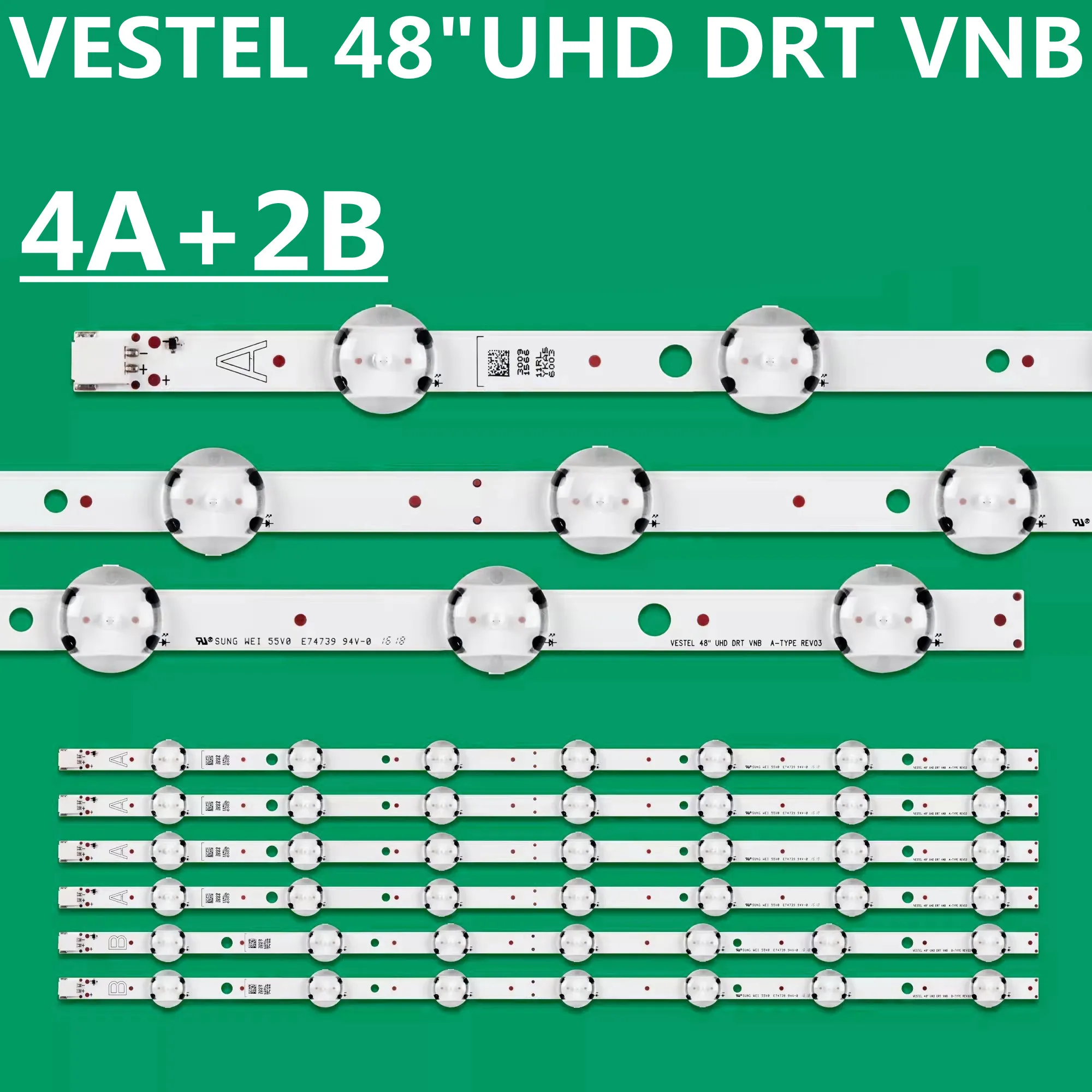 

LED Backlight Strip For VESTEL 48" UHD DRT VNB A/B-Type VES480QNDS-2D-N11 N12 48UB8300 48HK6T64U 48HB6T72U 48HK6T74U