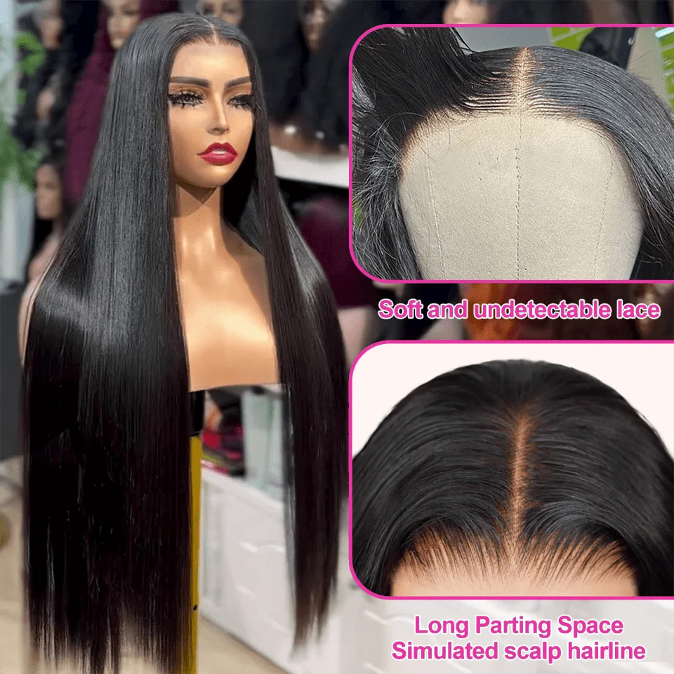 250% Density Lace Front Human Hair Wigs Brazilian Hd Transparent Straight 30 40 Inch 13x4 5X5 Lace Front Wig For Women 4