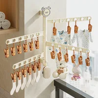 2/3/4 Layers Folding Hanger Anti Slip Wall Mounted Clothes Storage Hanger Space Saving Cloth Hook Doll Clips for Household 1
