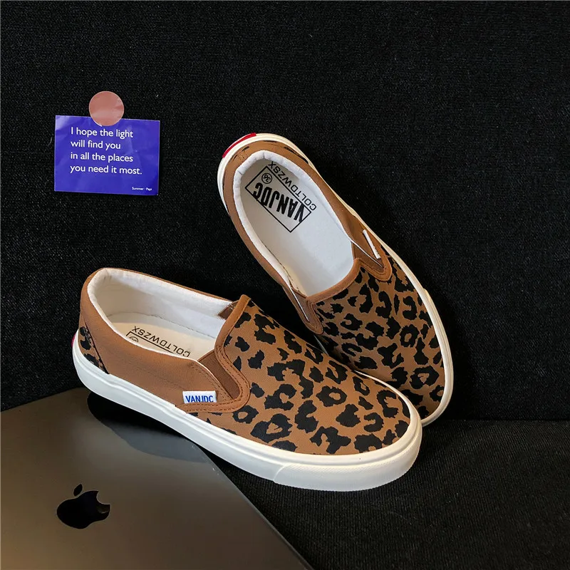 Fashion Leopard Print Canvas Shoes for Women 2023 Autumn Korean Edition Student Cricket Shoes Versatile One Step Sneakers 6