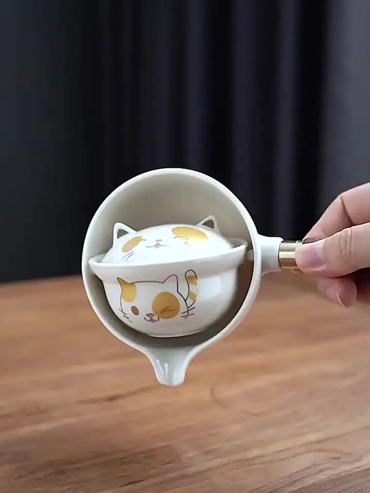 ポータブルガラスセラミック中国カンフー茶セット旅行ティーセット茶器