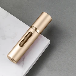 Compact 5ml Refillable Perfume Atomizer with Spray Pump - Glass (Gold)
