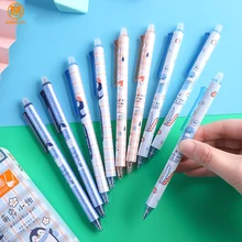 

Andstal 6/12pcs/Lot Cute Cartoon Retractable Erasable Gel Pen 0.5mm Black Blue Eraser Gelpen Stationery Office School Supplies