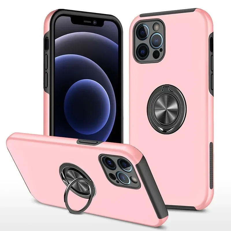 Magnetic Ring Holder Phone Case - Hard Shell Protective Cover