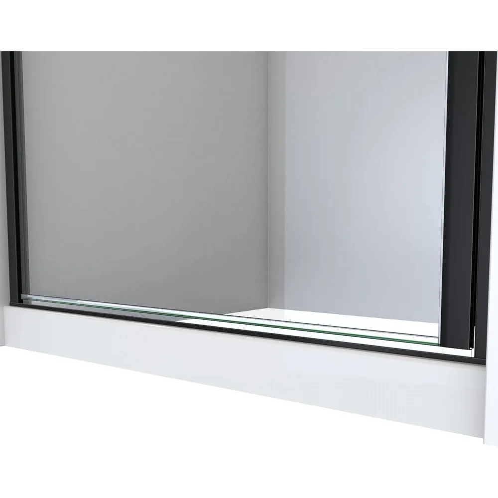 30-31 in. W x 66 in. H Semi-Frameless Swing Shower Door in Matte Black and Clear Glass Shower Doors 4