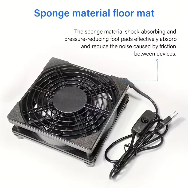 Dual USB-Powered Cooling Fan with One-Key Switch - Quiet Base for Enhanced Device Cooling