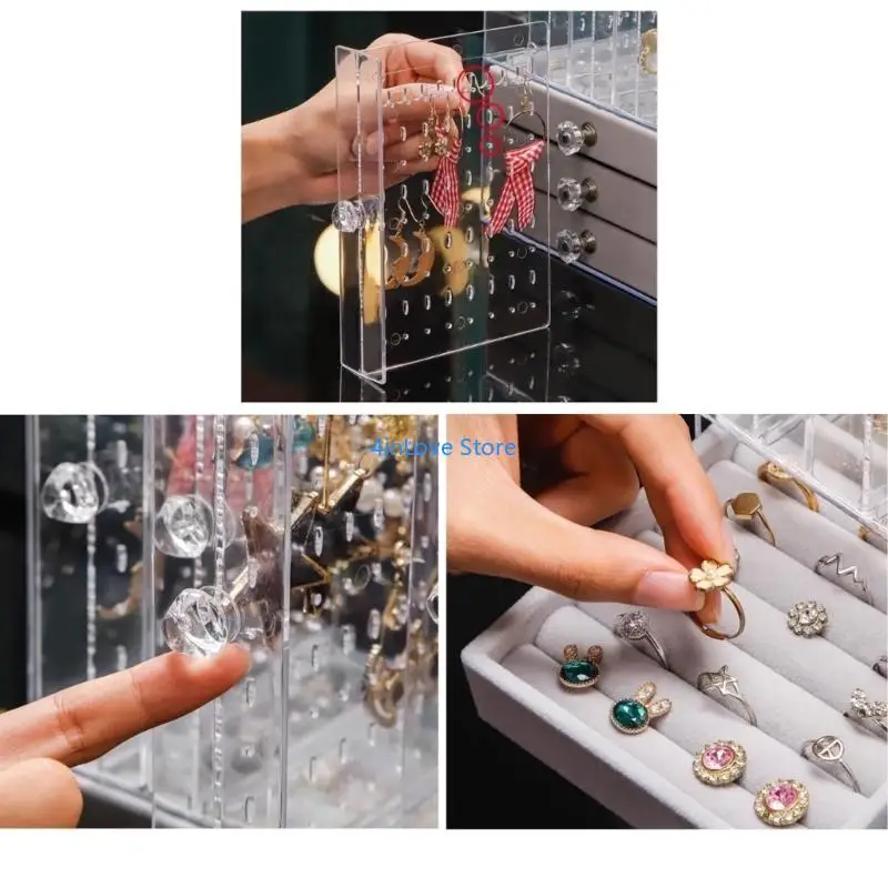 T4MD Transparent Jewelry Storage Box Case for Earrings/Necklaces/Bracelets