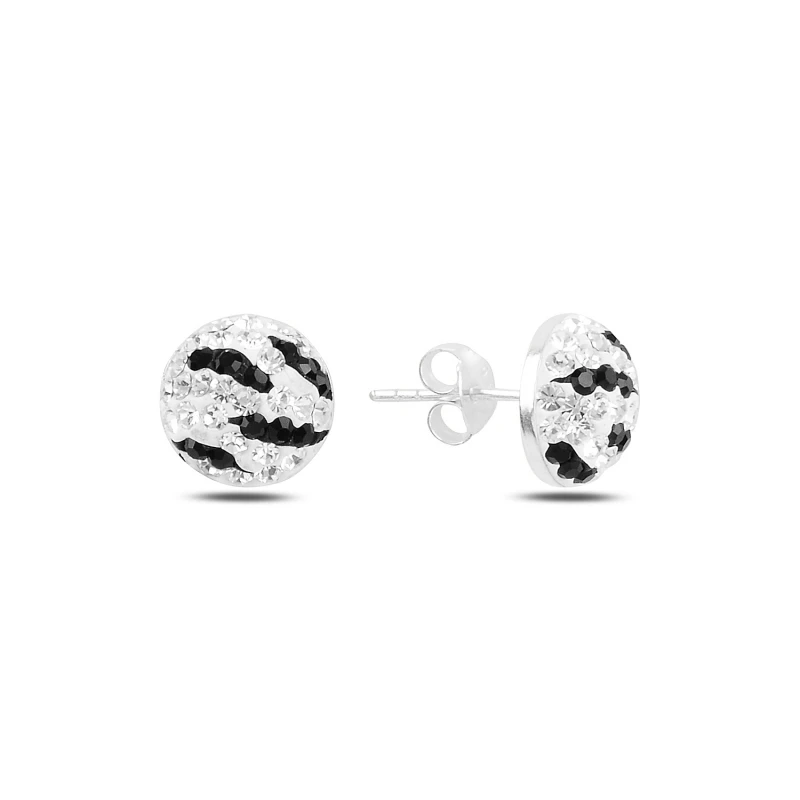 

Silver 925 Sterling Half Ball Crystal Stone Earrings