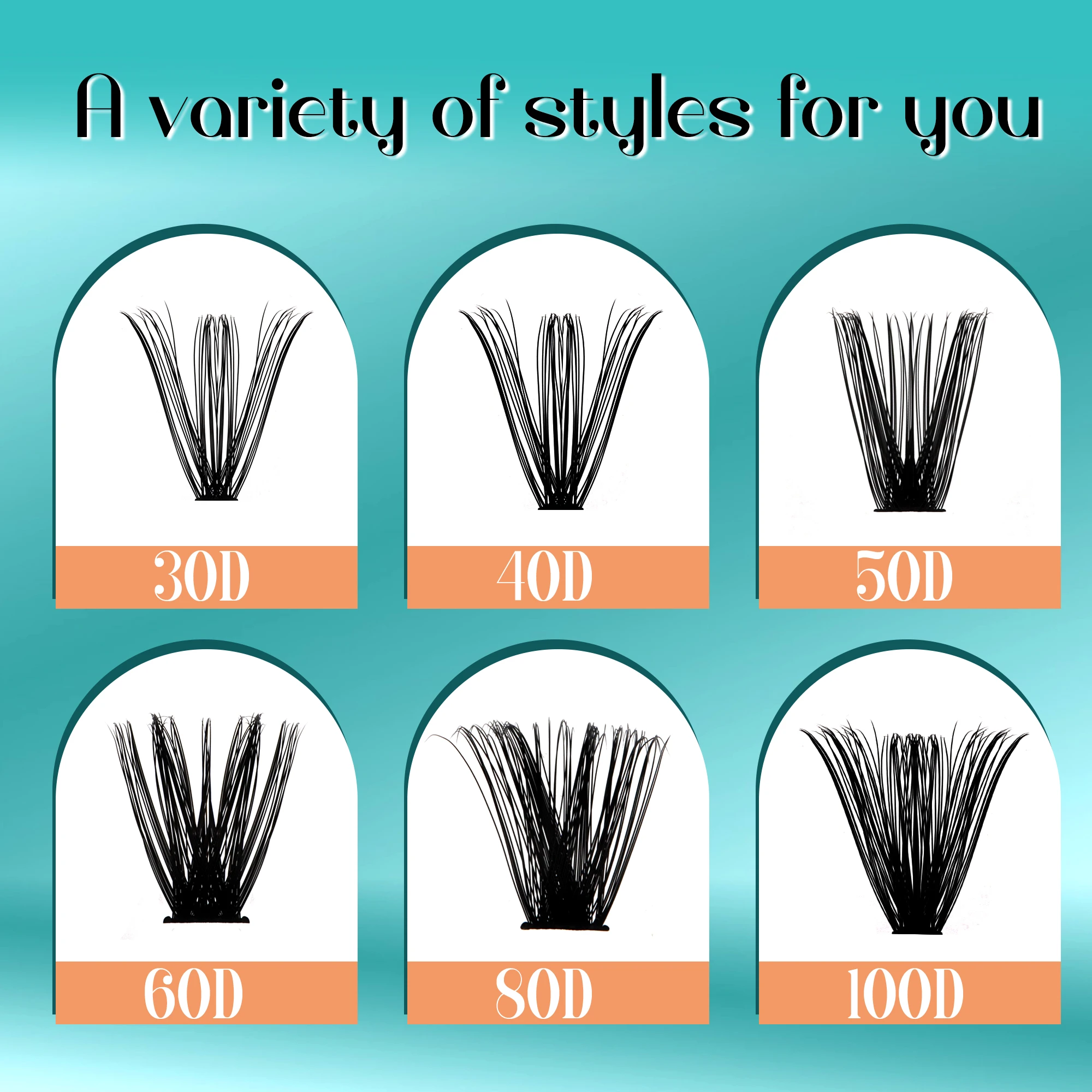 Description Picture 4 of itemGemerry Cluster Lashes 280 pcs Individual Lash Extensions 40D/50D/60D/80D/100D Soft&Natural DIY False Eyelash