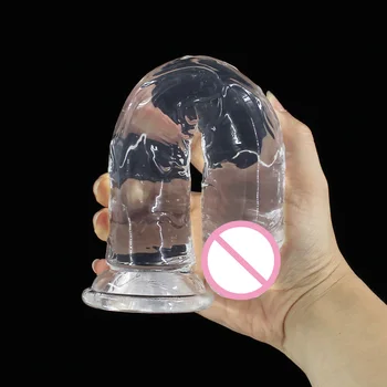 YEMA Translucent Soft Jelly Big Dildo Realistic Fake Dick Penis Anal Butt Plug Adult Sex Toys for Woman Men 6