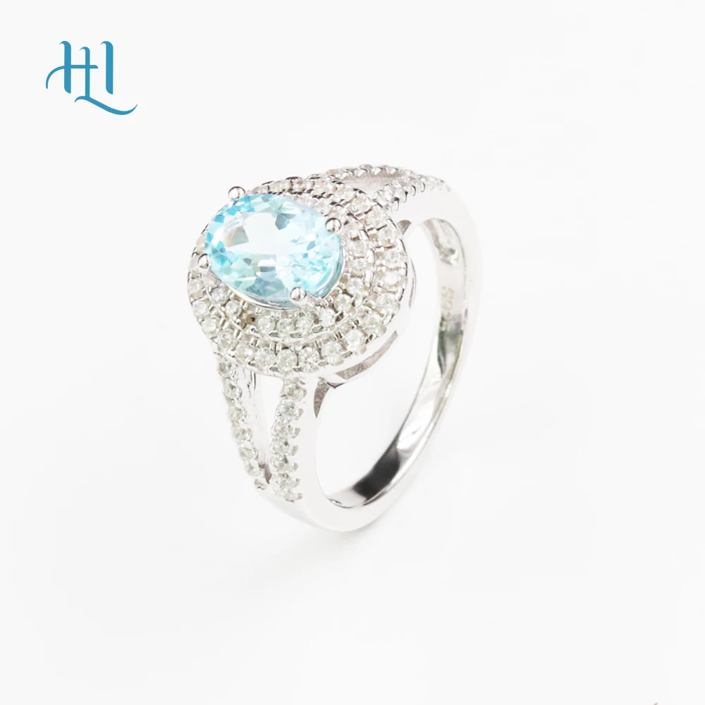 

100% Natural sky blue topaz gemstone 925 Sterling Silver romantic Ring Sweet Elegant Fine Jewelry Design Girl's Anniversary gift