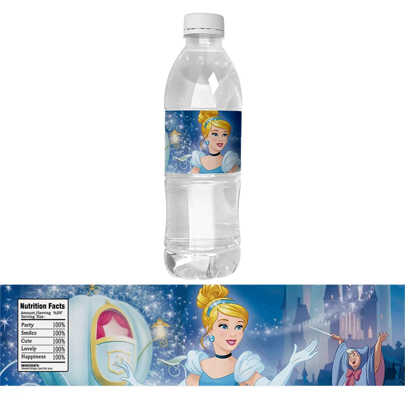 20 Disney Princess Water Bottle Sticker Labels, PARTY FAVORS