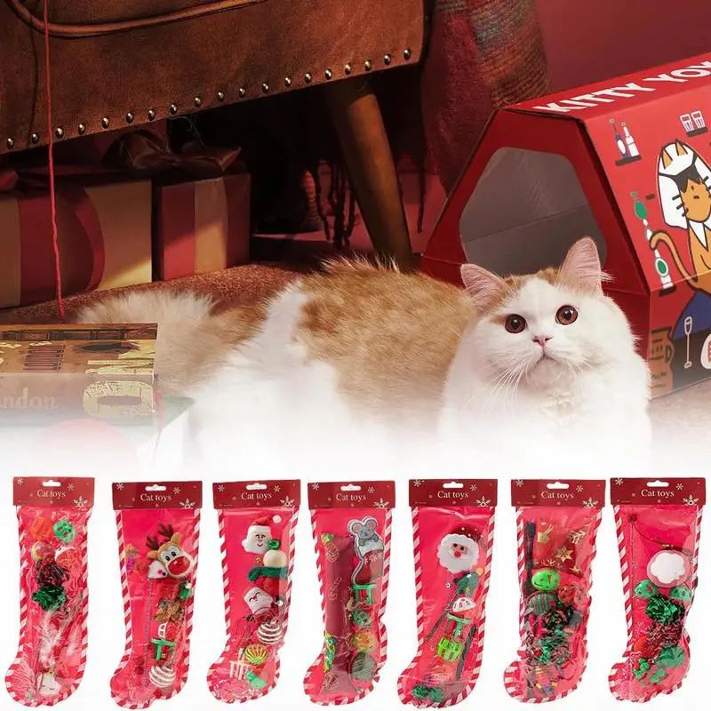 

Christmas festival Cat Toys Interactive Cat Wand Teaser Stick Funny Kitten Toys for Bored Indoor Cats Chasing and Exercise