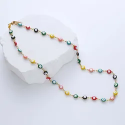 New Stainless Steel Ladies Necklace Glasses Chain Evil Eye Can Be Customized In A Variety Of Colors 6mm Wide