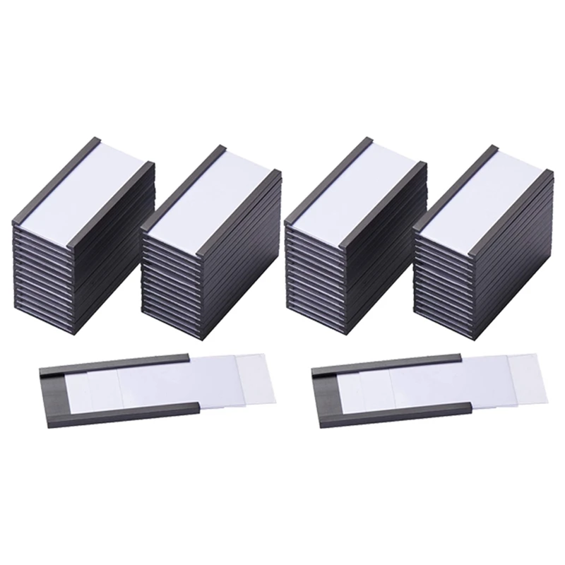 

300Pcs Magnetic Label Holders With Magnetic Data Card Holders With Clear Plastic Protectors For Metal Shelf (1 X 2 Inch)