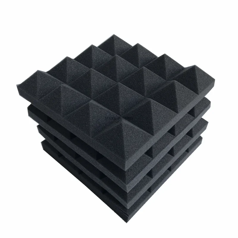 Studio Acoustic Soundproof Foam Pyramid Noise Insulation Panels 24Pcs 25x25x5cm 12Black 12Blue