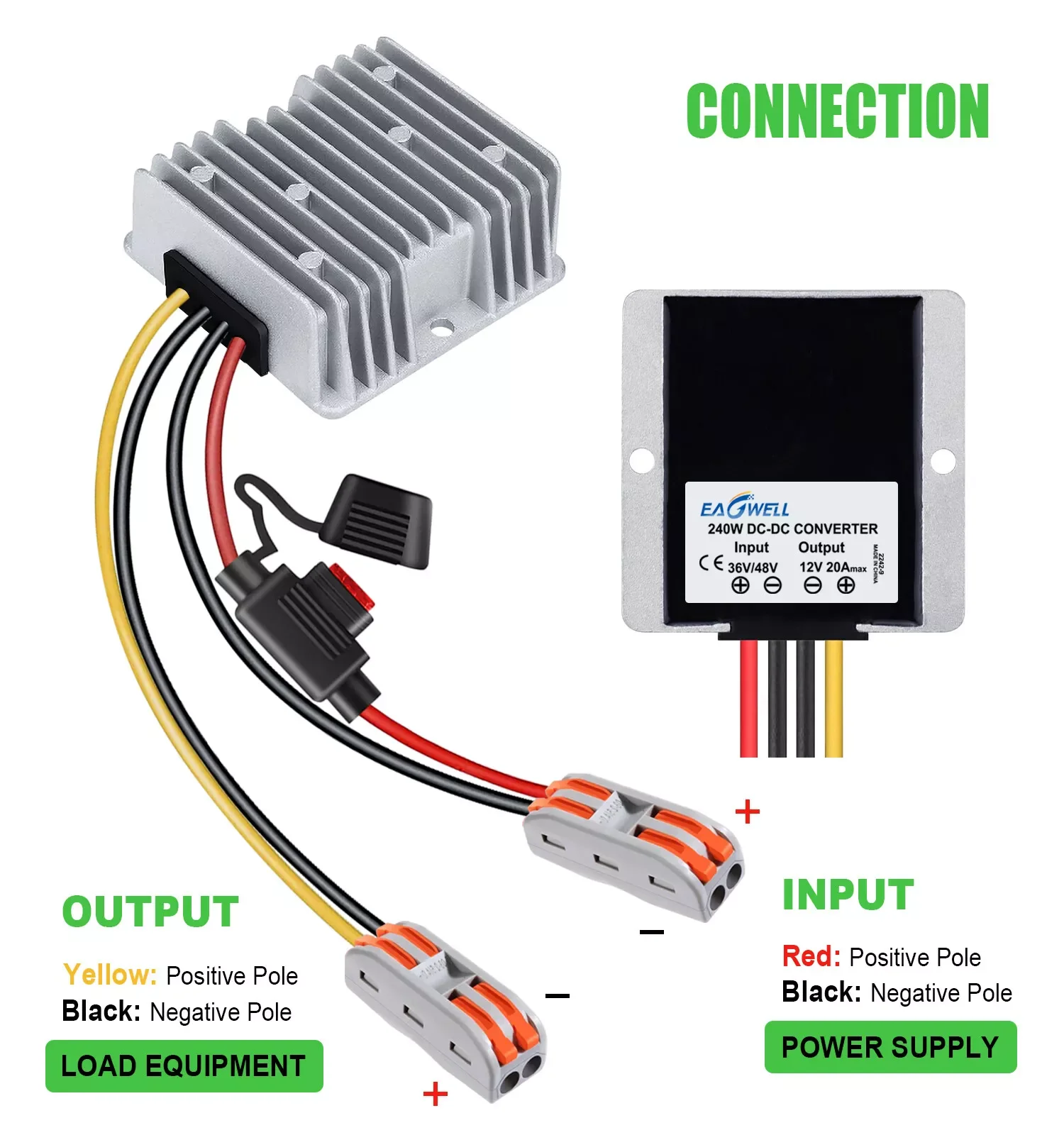 DC 36V/48V Step Down to 12V 20A 240W DC Converter Regulator Power Supply