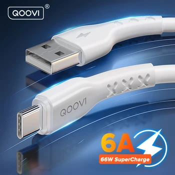 Кабель QOOVI 6A USB Type-C, 66 Вт, для быстрой зарядки телефонов Huawei P40 Mate 30 Honor