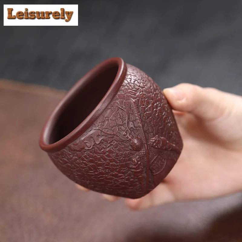 Hadnamde Relief Golden Toad Zisha Teacup Lucky Great Holy Master Cup Yixing Purple Clay Tea Bowl Personal Mug Kung Fu Tea Set
